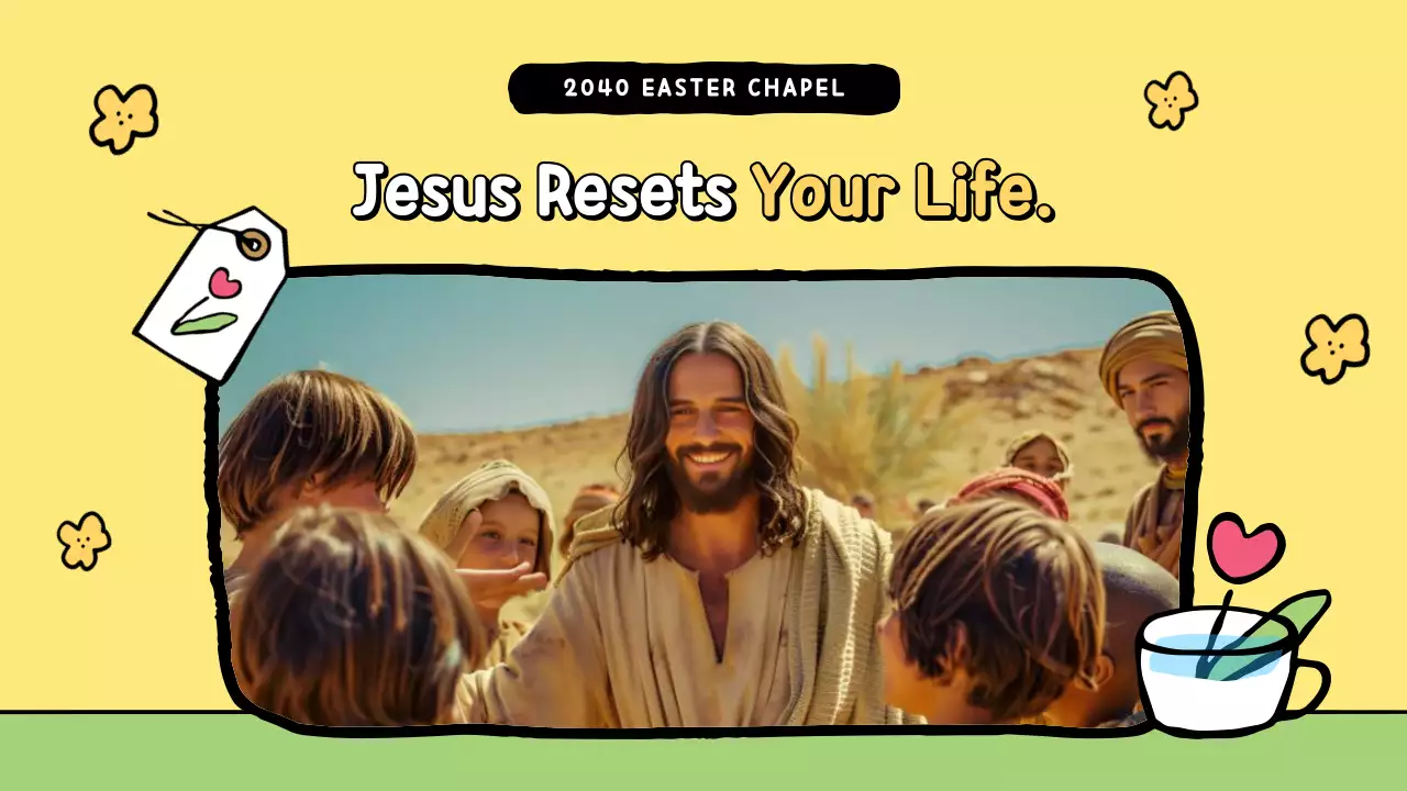 노랑 심플 부활 감사 예배 안내