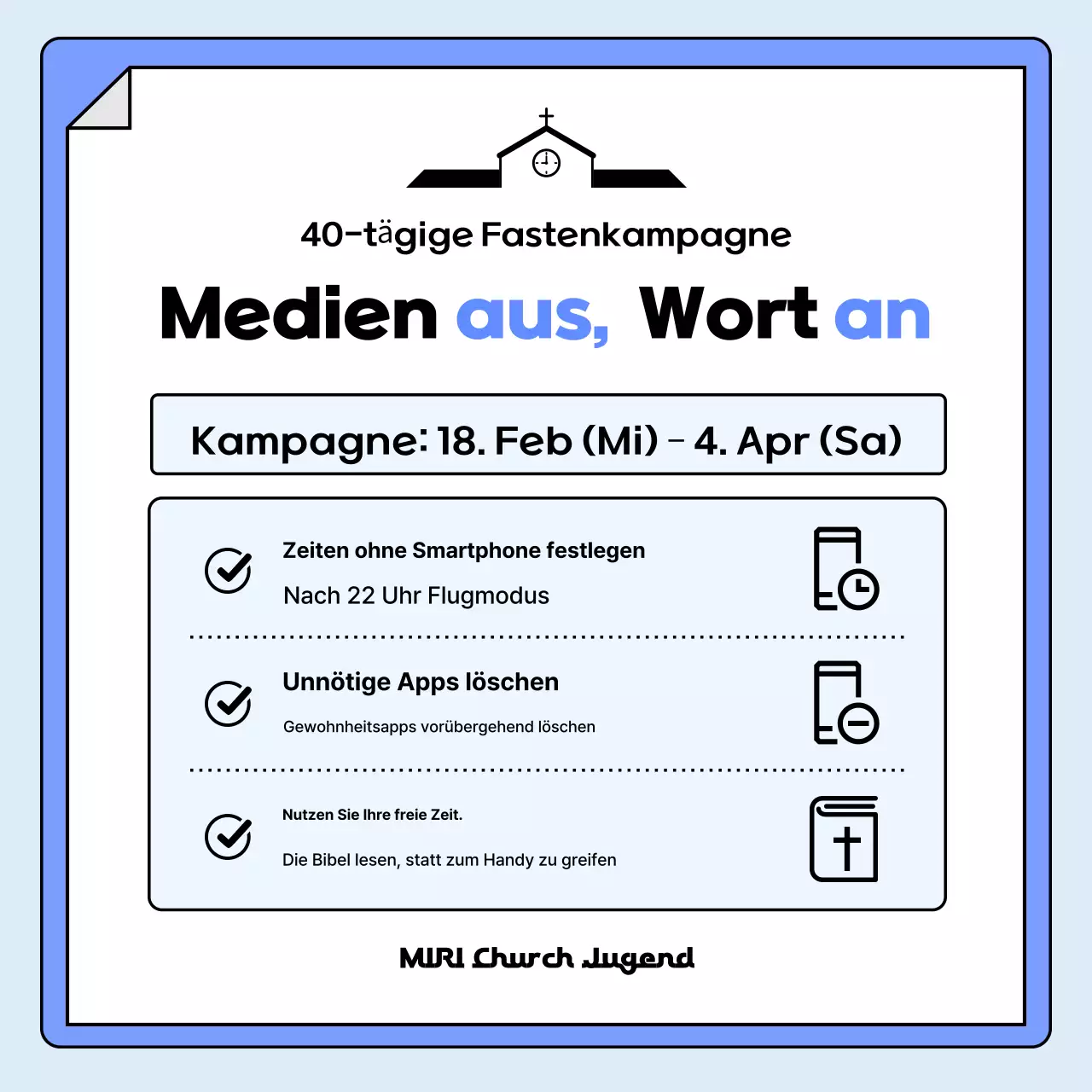 Leitfaden der Blue Clean Kampagne zur Mäßigung der Smartphone-Nutzung