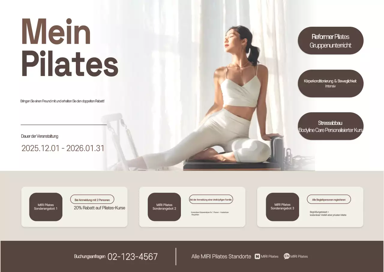 Beige Modern Pilates Promotion