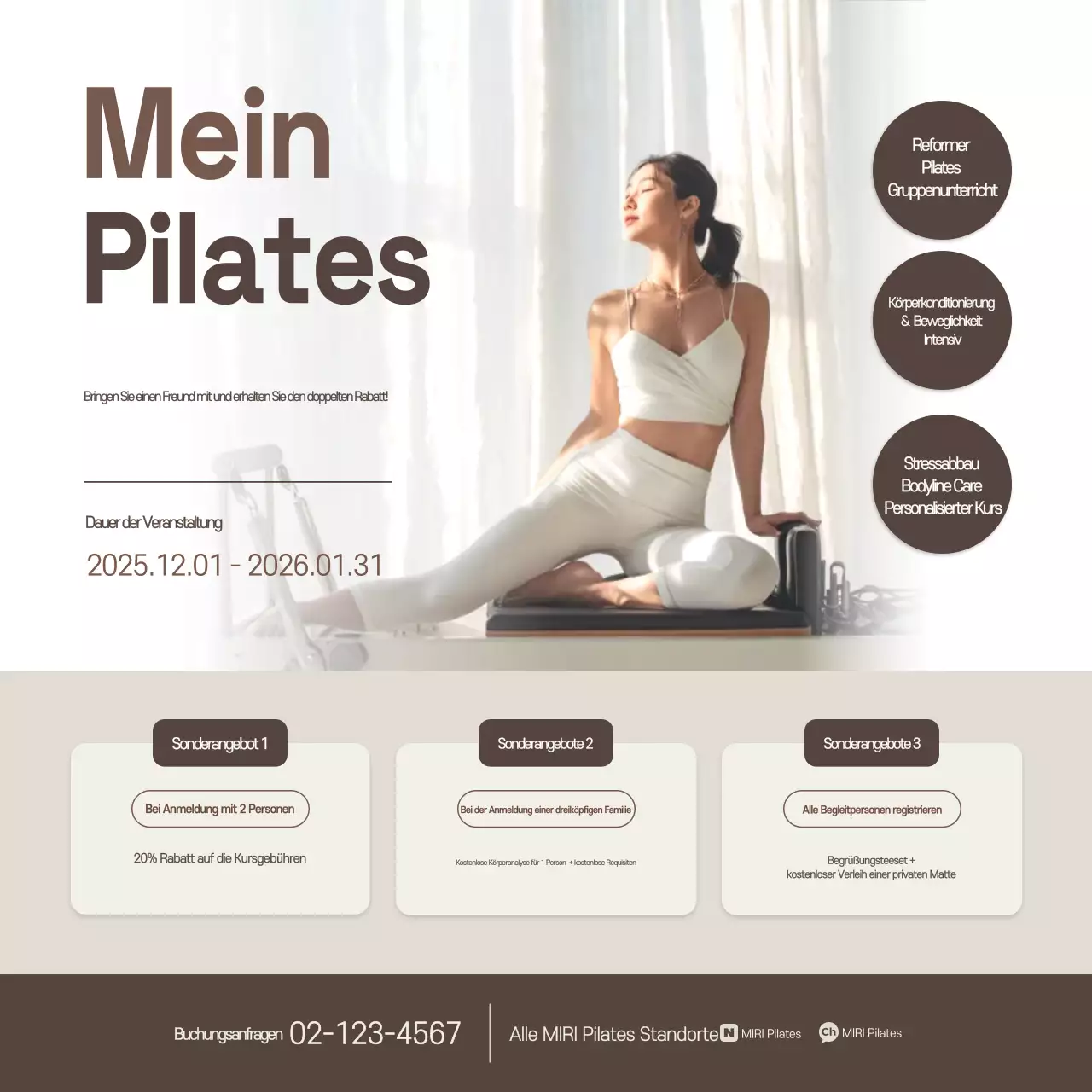 Beige Modern Pilates Promotion