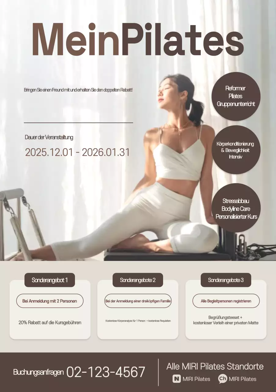 Beige Modern Pilates Promotion