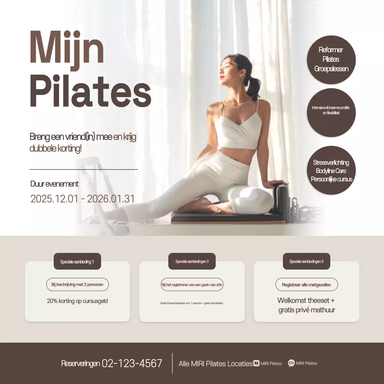 Beige Modern Pilates Promotie