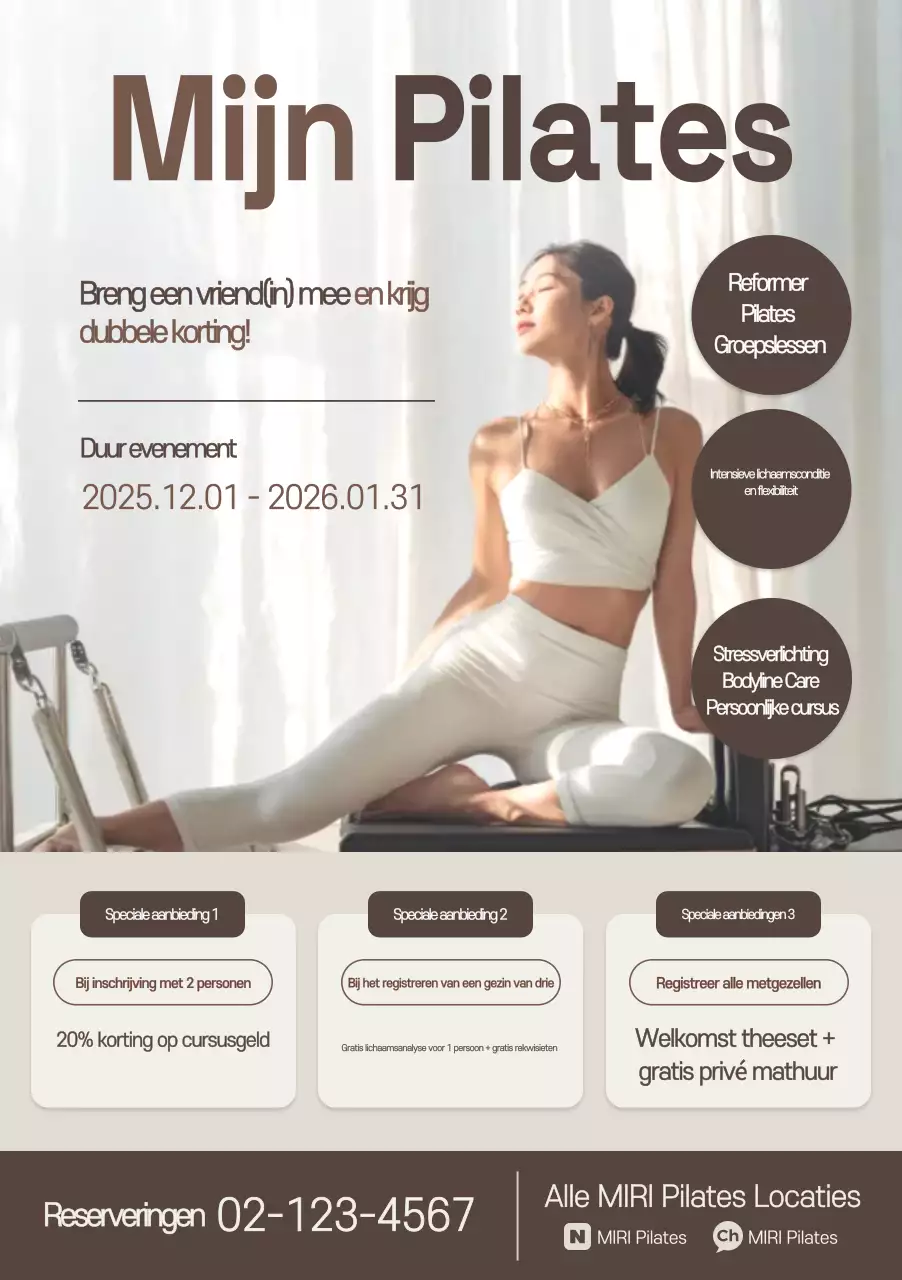 Beige Modern Pilates Promotie