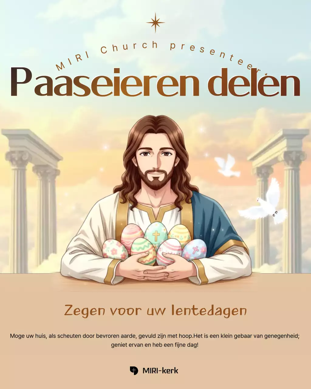 Beige, schone paaseieren om te delen