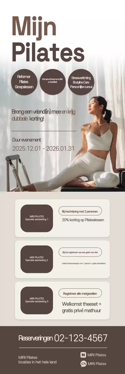 Beige Modern Pilates Promotie