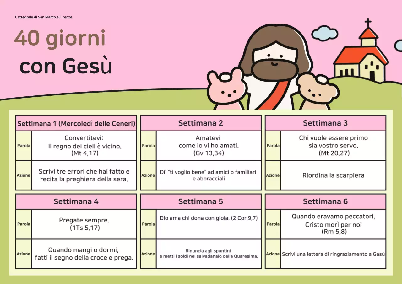 Piano di 40 giorni per la religione del bambino rosa