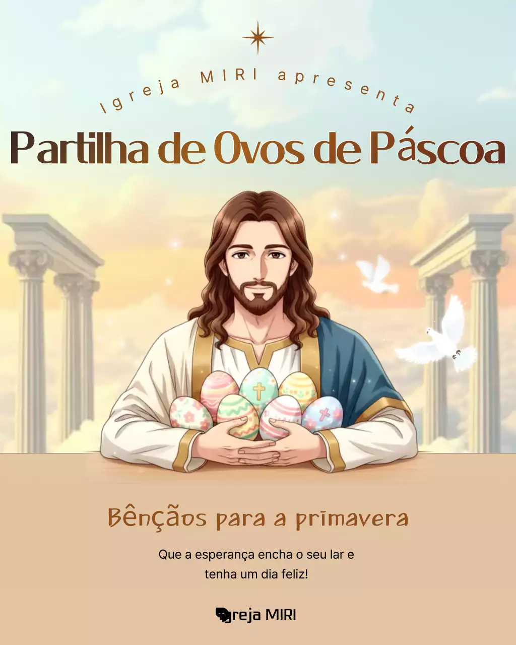 Evento de Partilha de Ovos de Páscoa Bege e Limpos