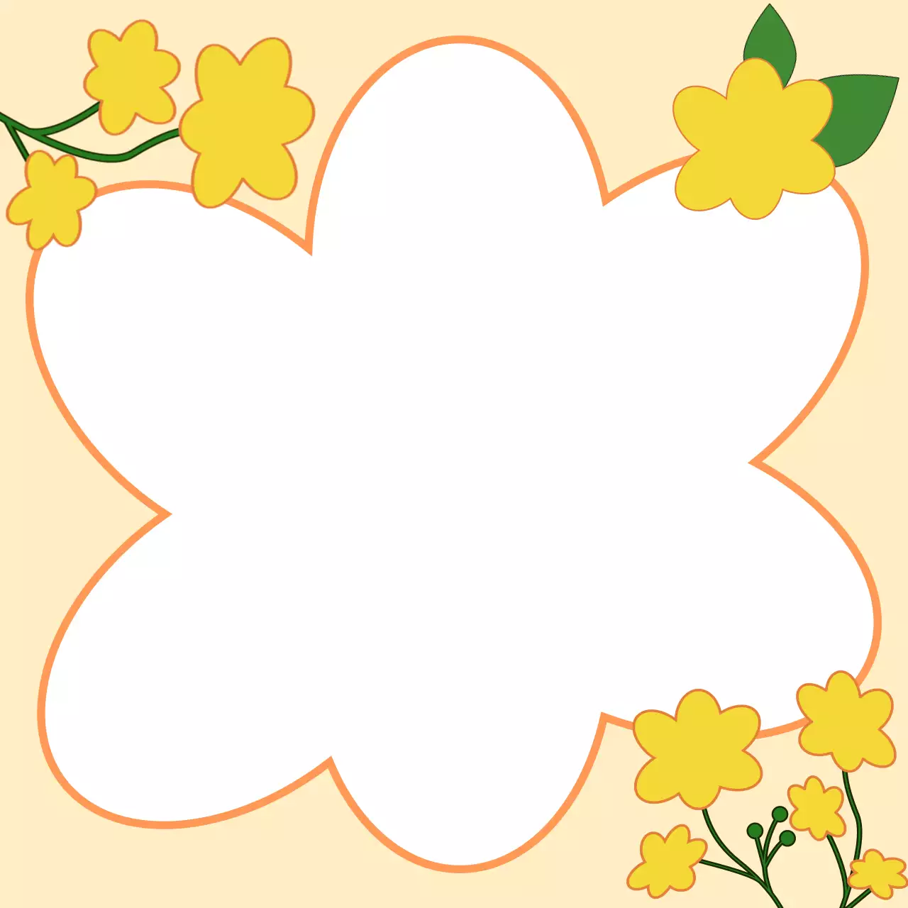 노란색 귀여운 유책꽃 프레임