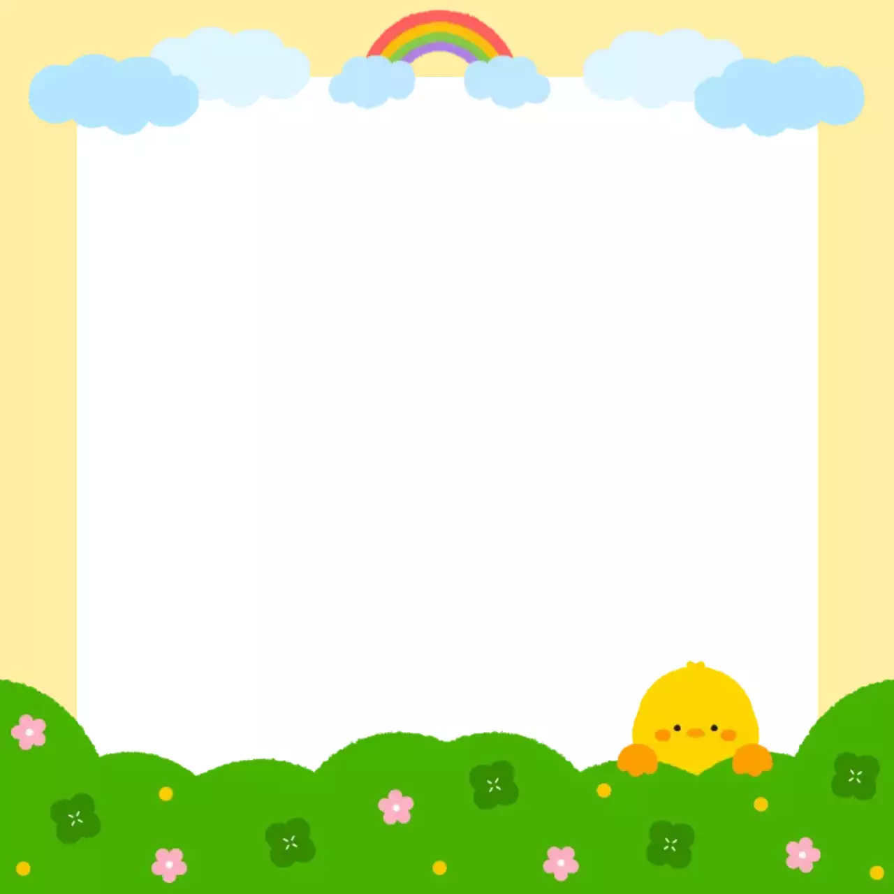 노란색 병아리 봄 프레임