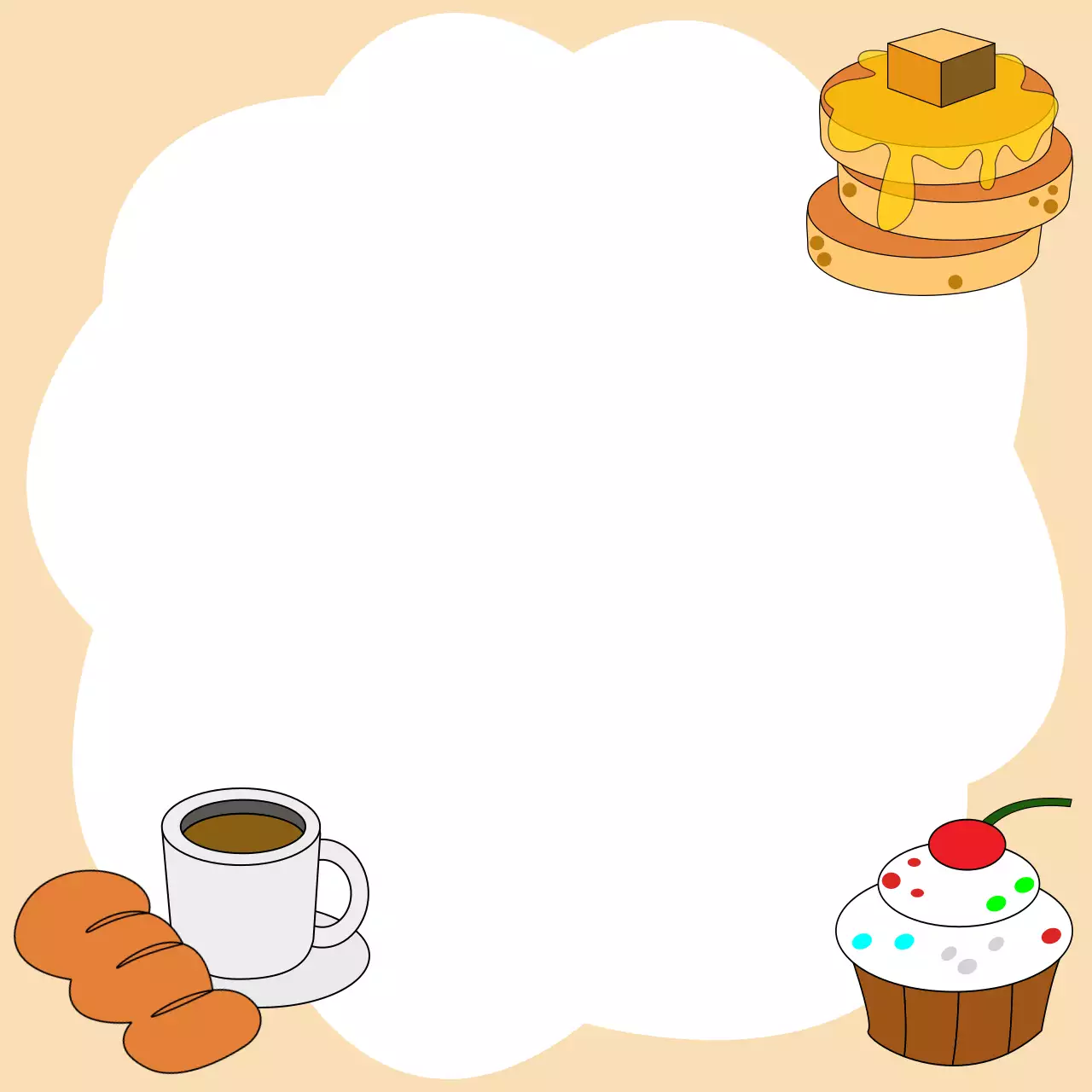 갈색 귀여운 베이커리 일러스트 기록지