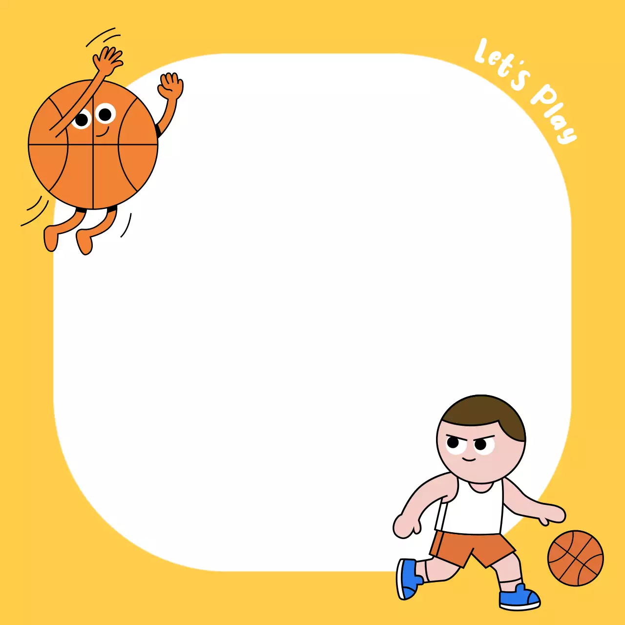 노란색 심플 농구 스포츠 안내