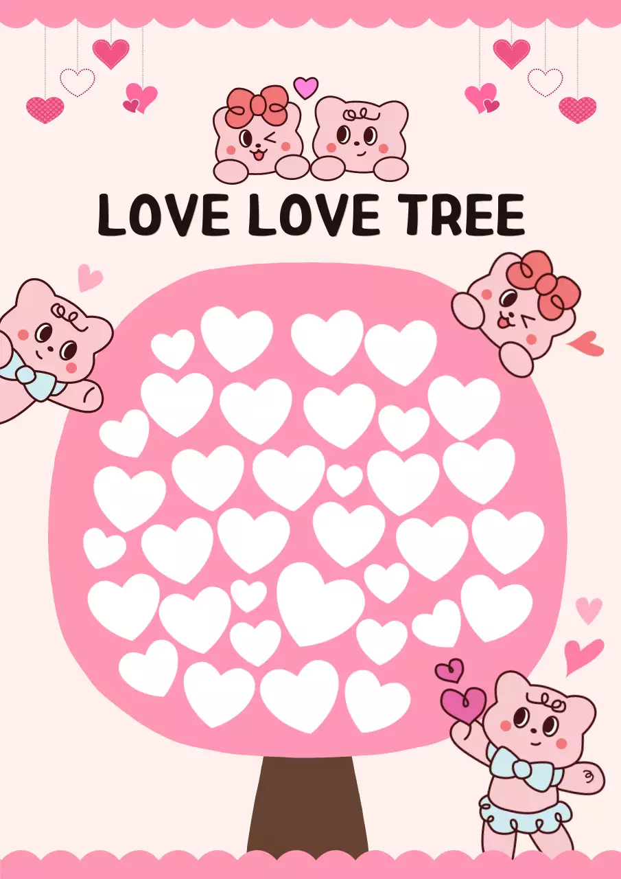 분홍색 아기자기한 사랑 스티커판