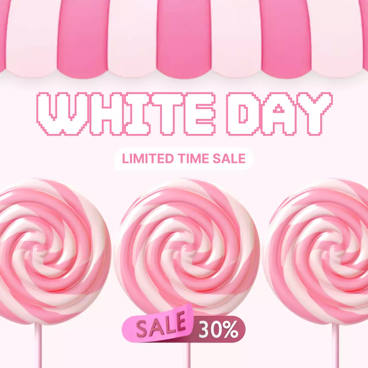 핑크 미니멀 화이트데이 할인 행사