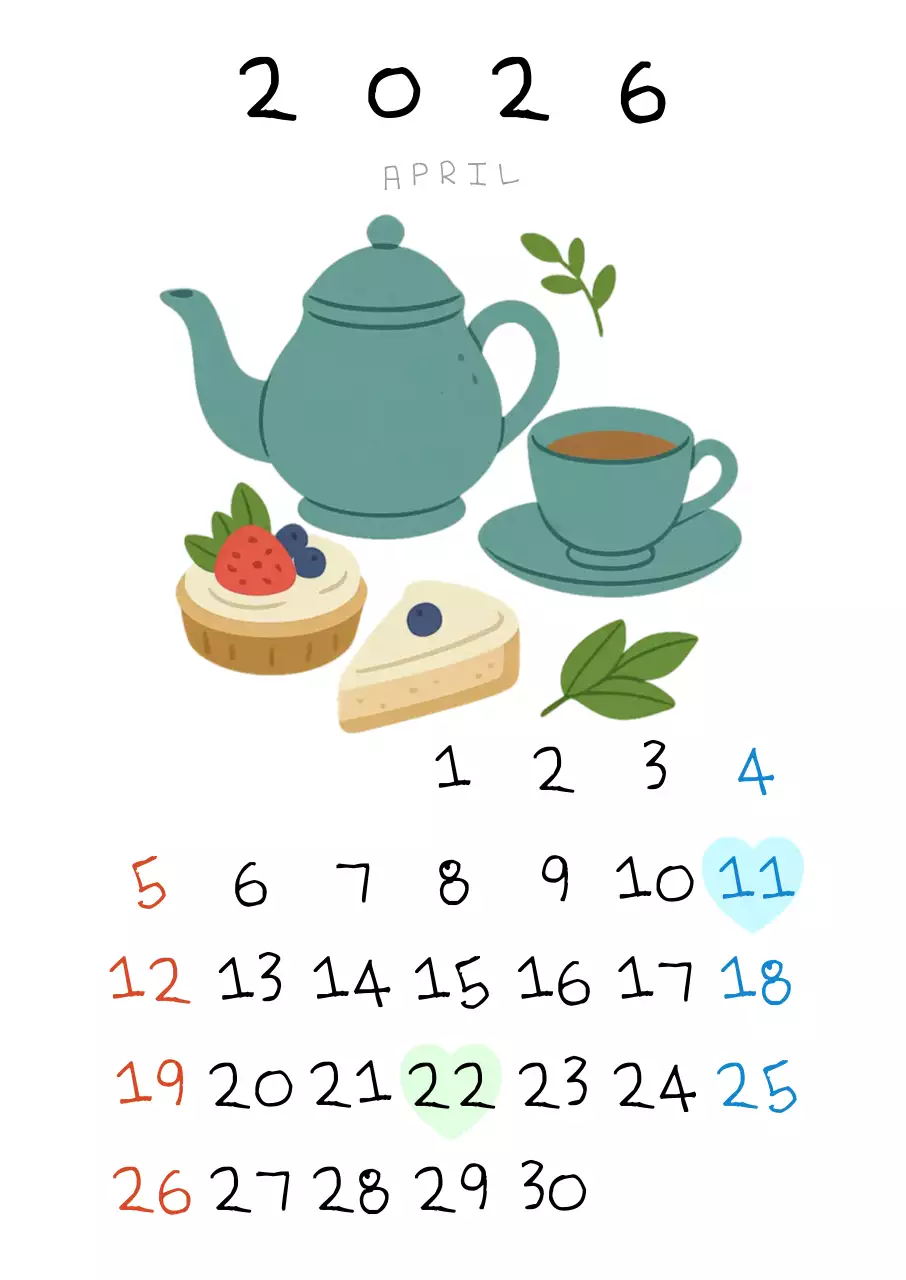 초록 미니멀 2026년 4월 월간 계획