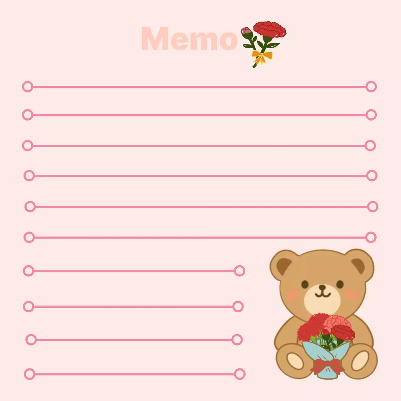 분홍색 아기자기한 메모장 문구