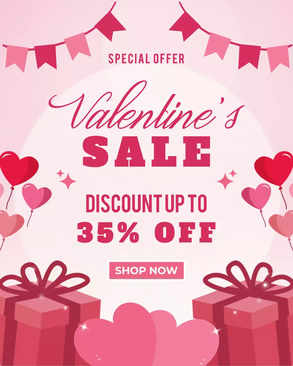 pink simple valentine promotion