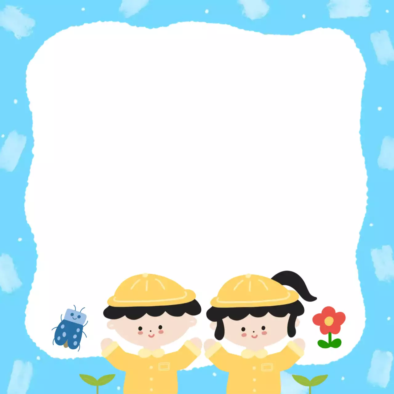 파랑 아기자기한 어린이 메모지