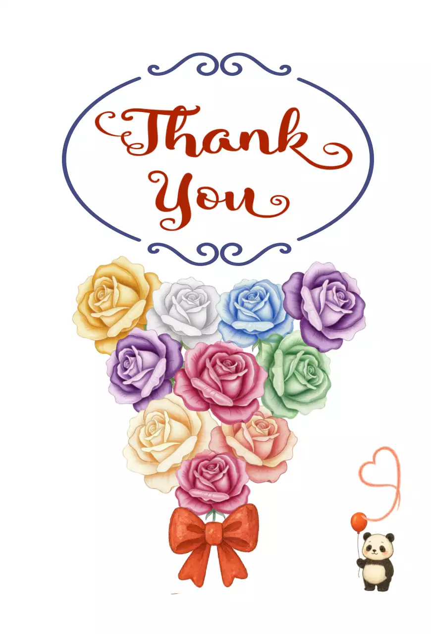 무지개 빛 아기자기한 로즈 감사 엽서