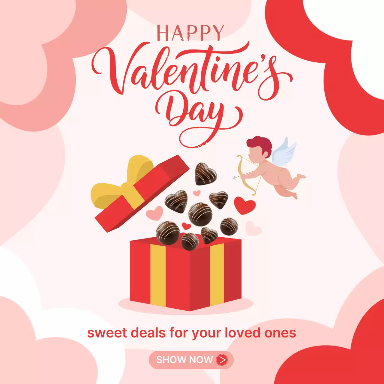 분홍색의 아기자기한 발렌타인데이 프로모션