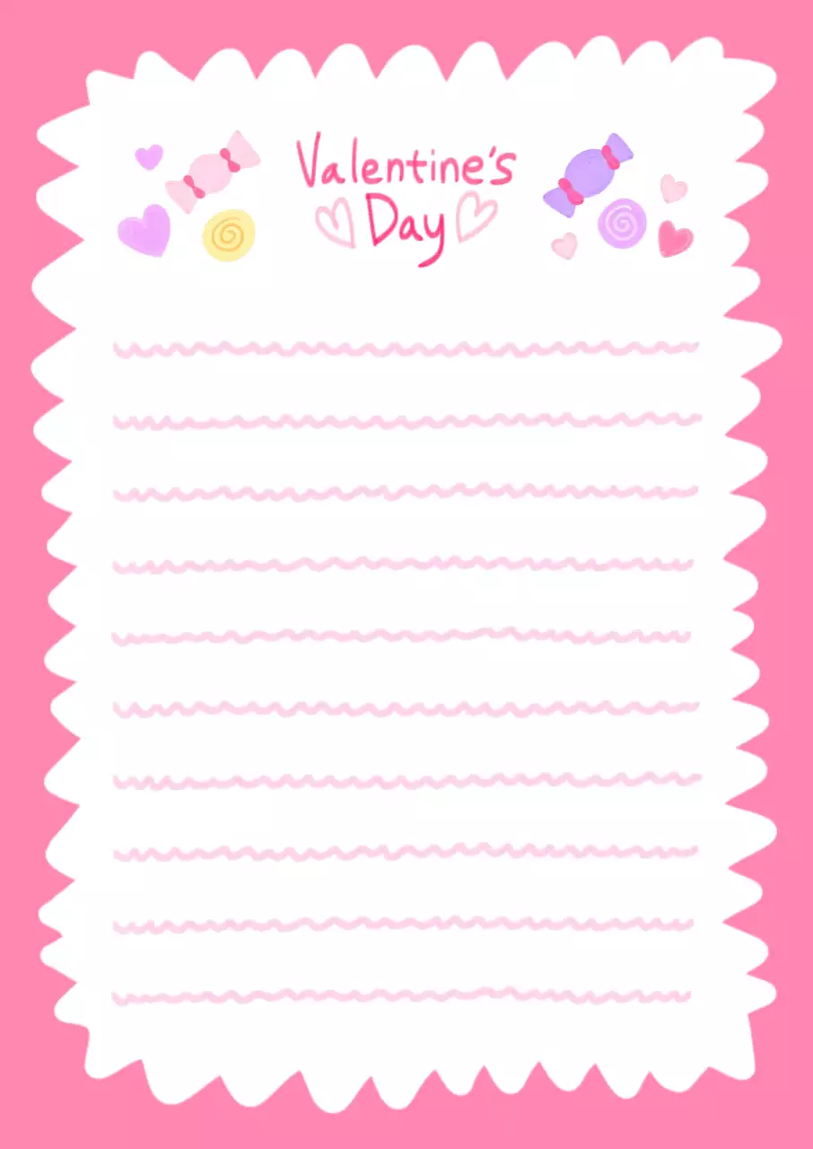 분홍색 아기자기한 발렌타인데이 편지