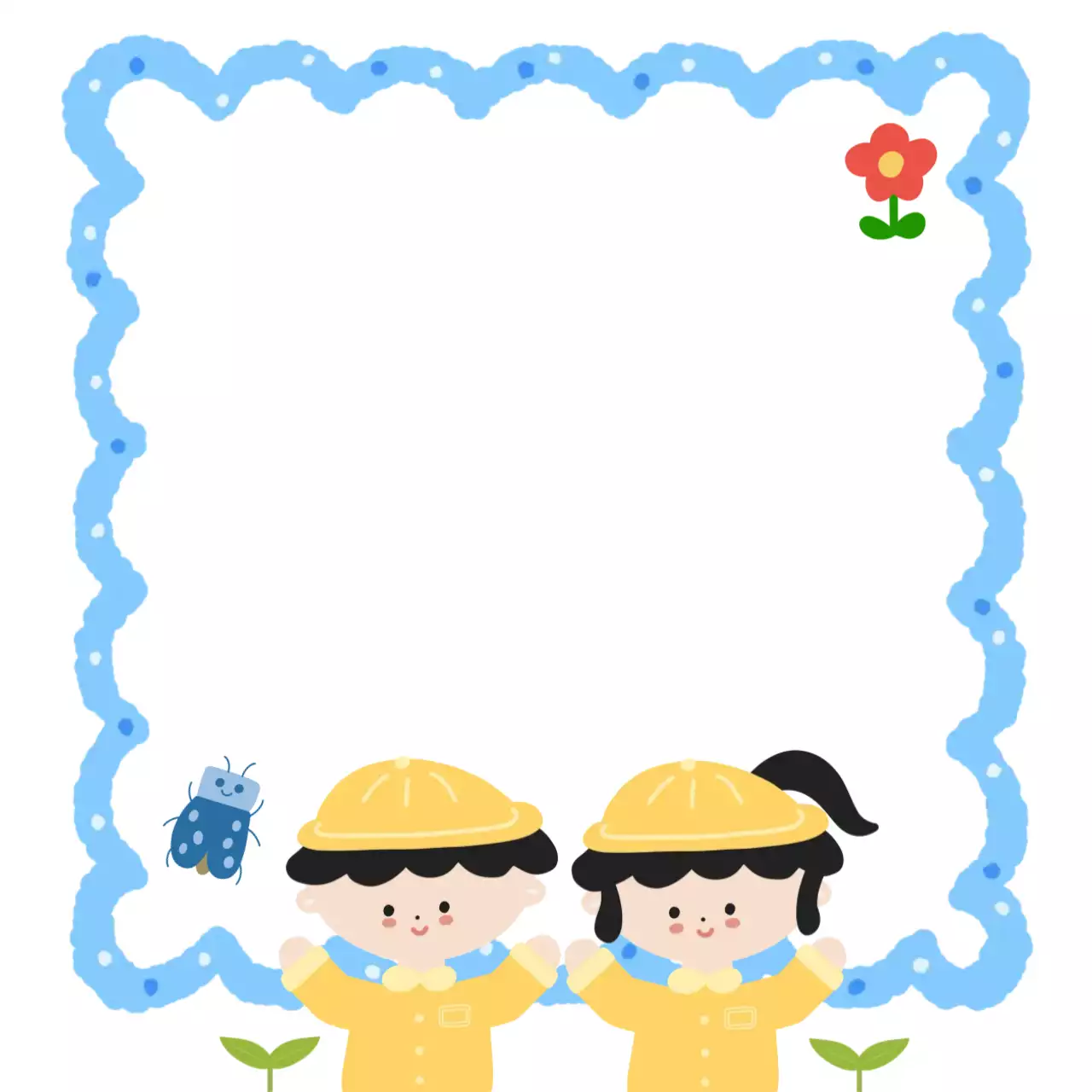 파란색 아기자기한 어린이 메모지