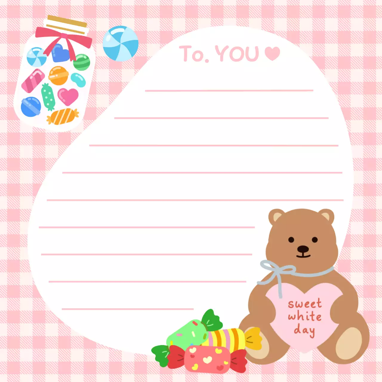 핑크 아기자기한 화이트데이 편지