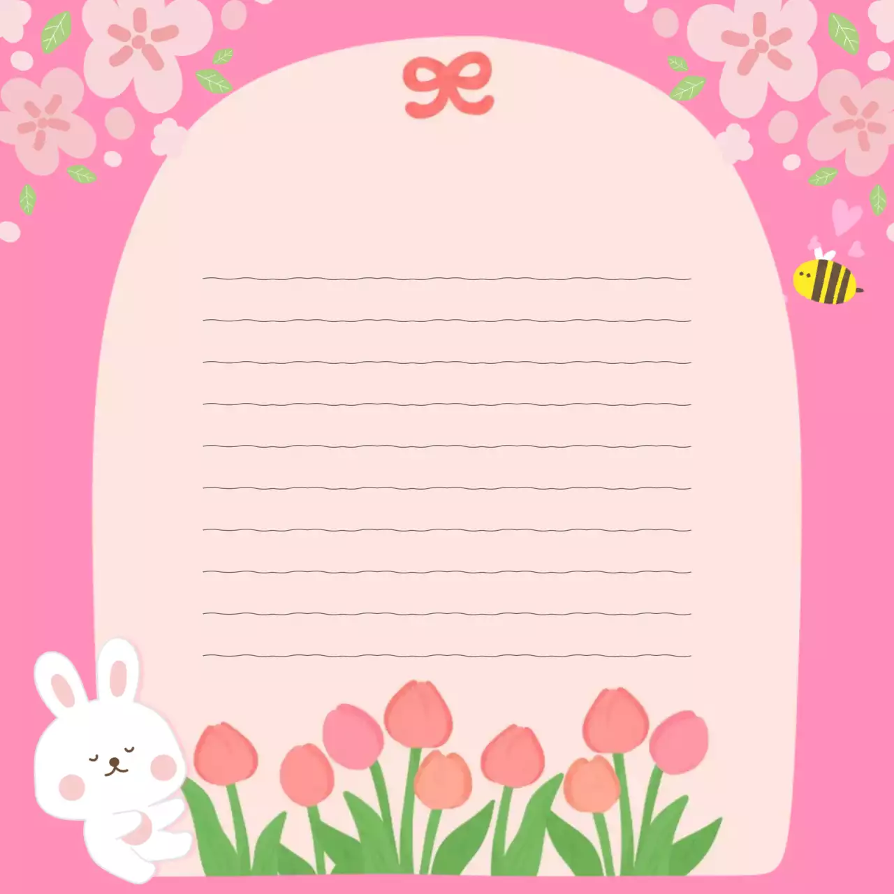 핑크 아기자기한 편지 프레임