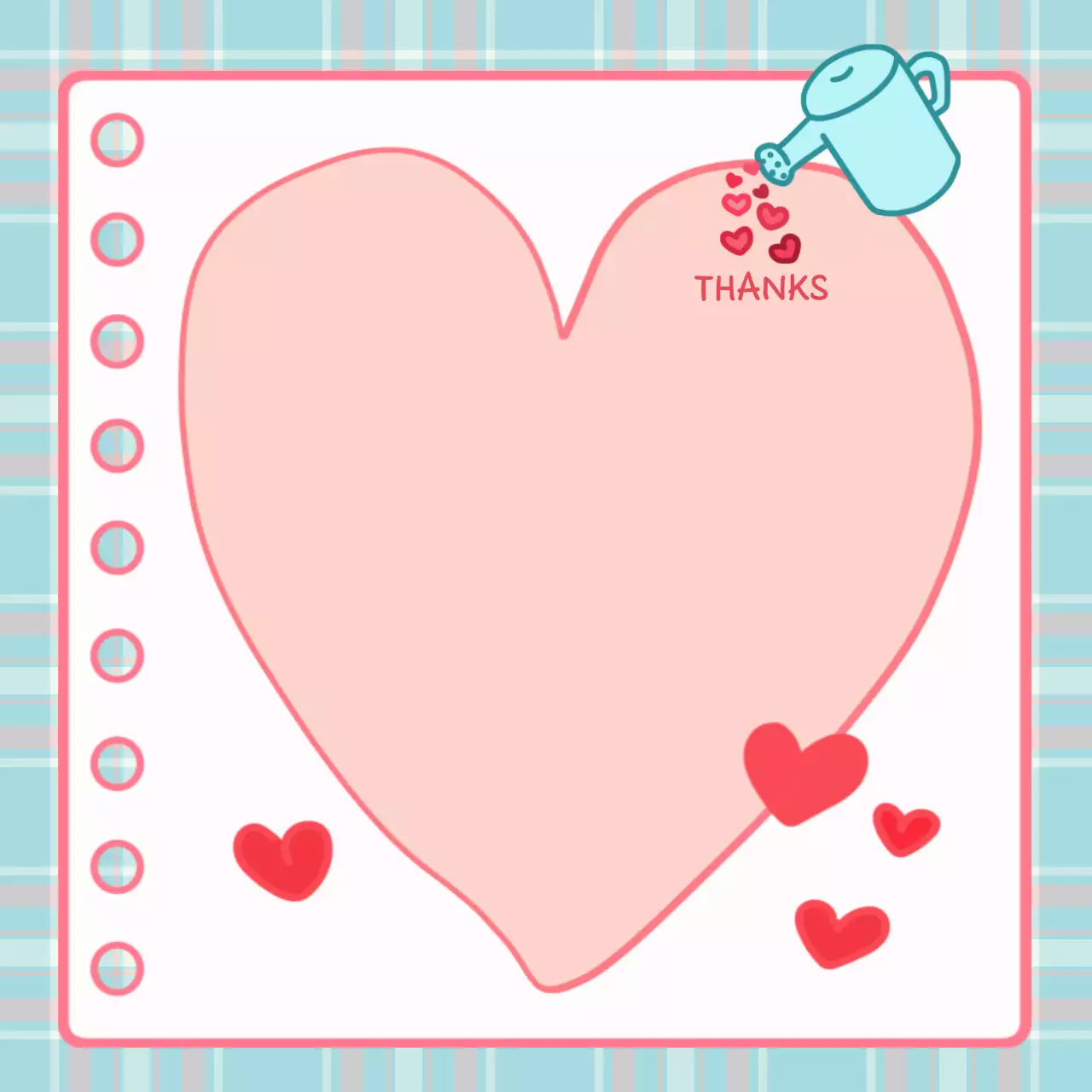 핑크 키치한 하트 감사 미니 노트