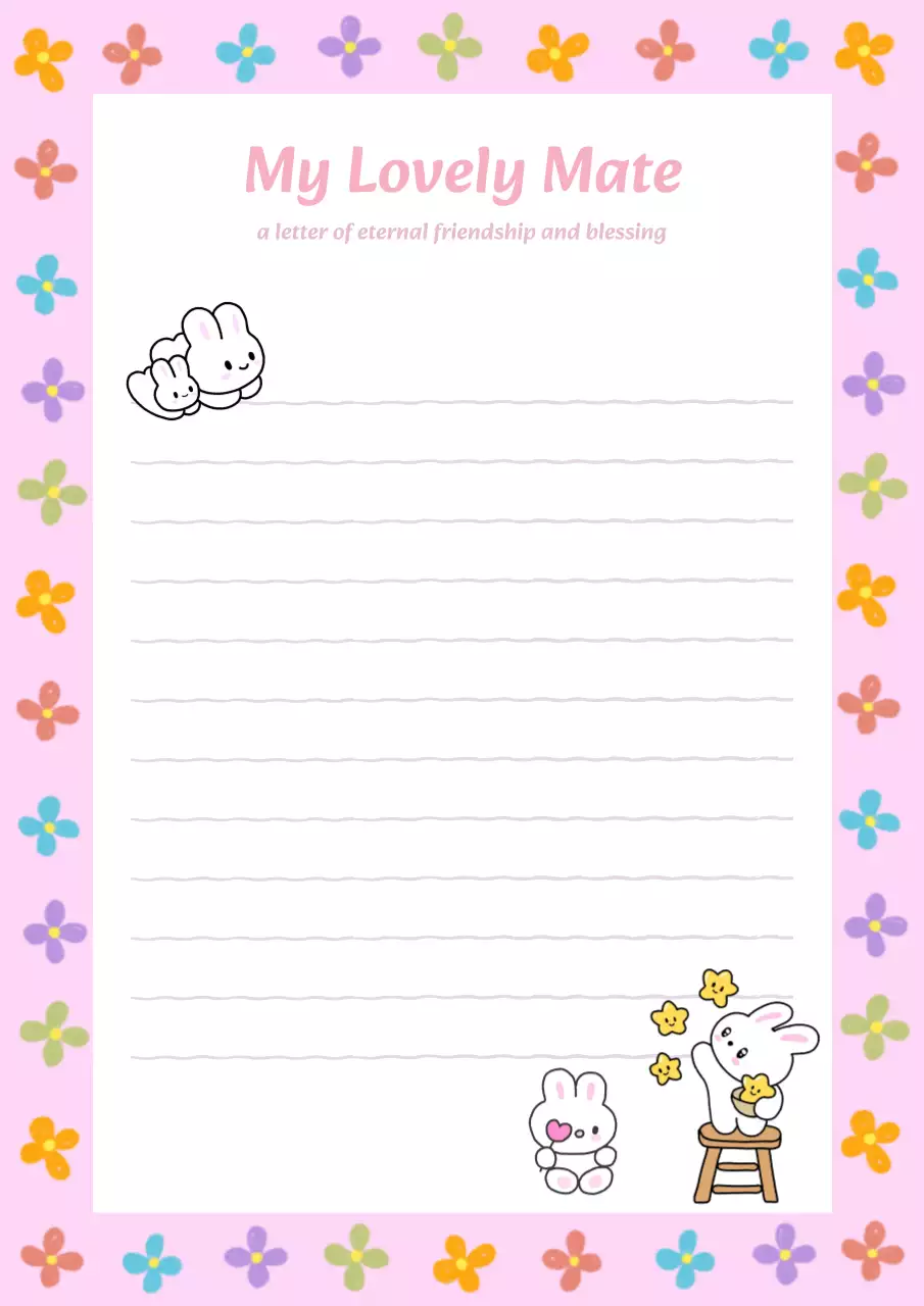 pink simple friendship letter