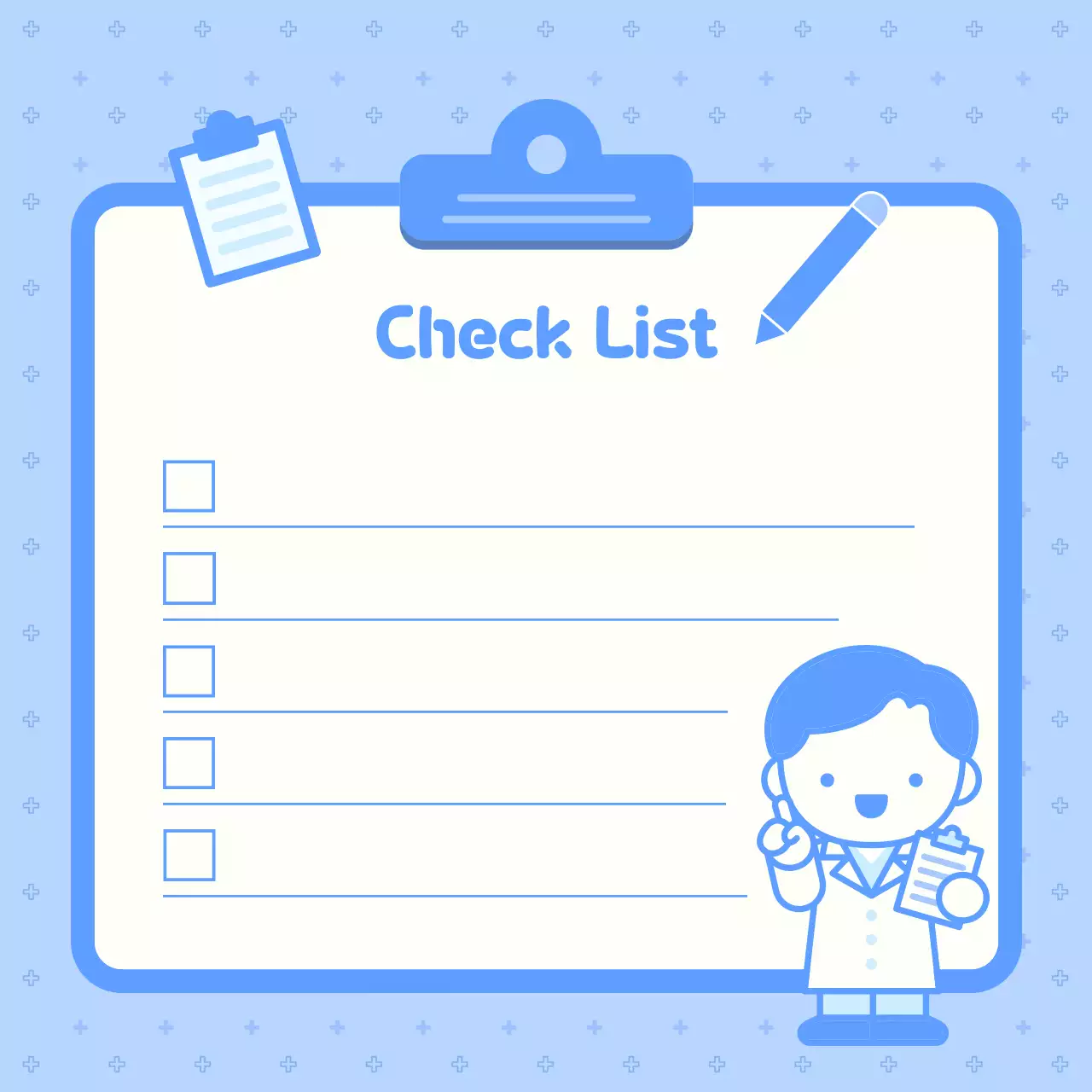 파란색 심플 할일 체크리스트