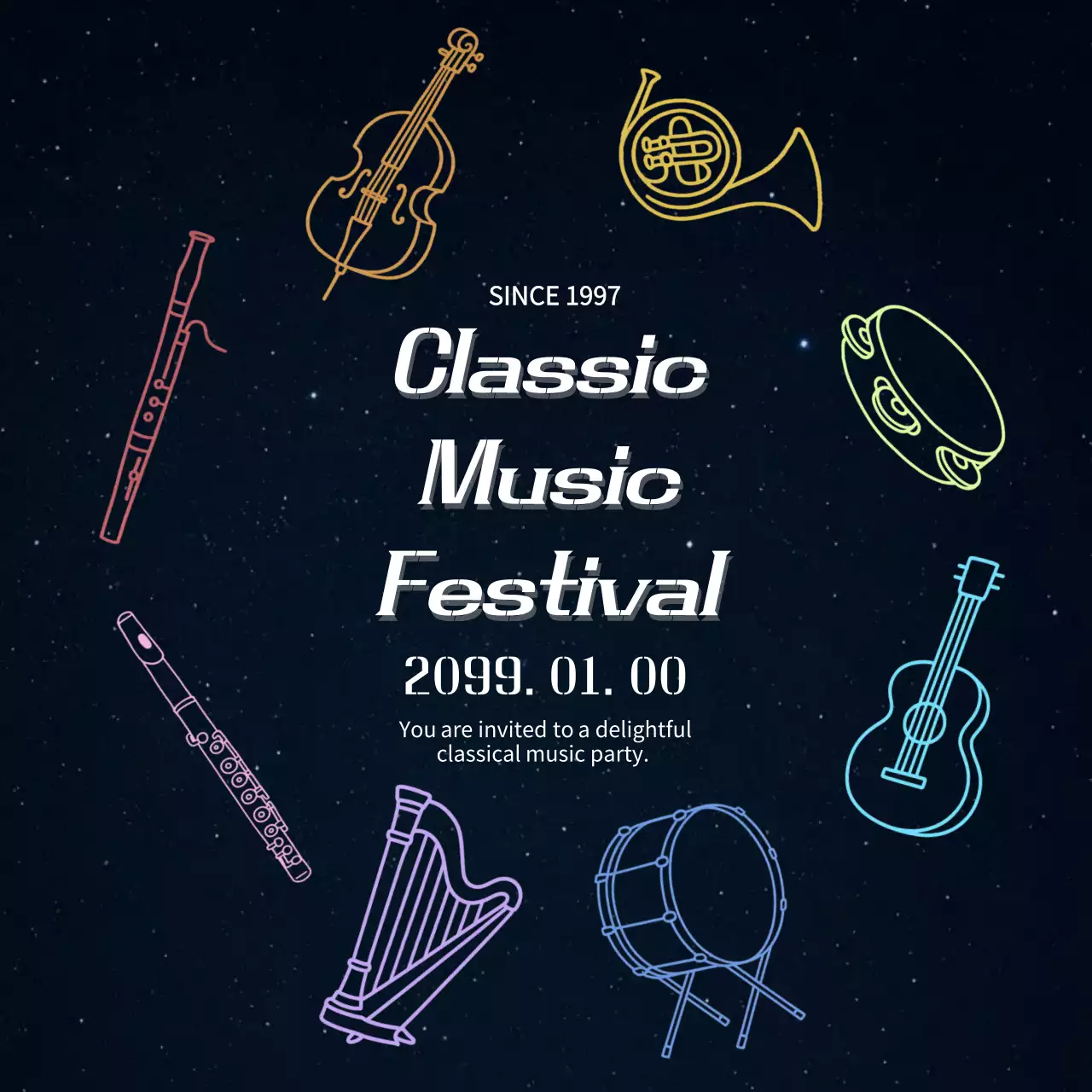 검정 미드센츄리 클래식음악 축제 안내