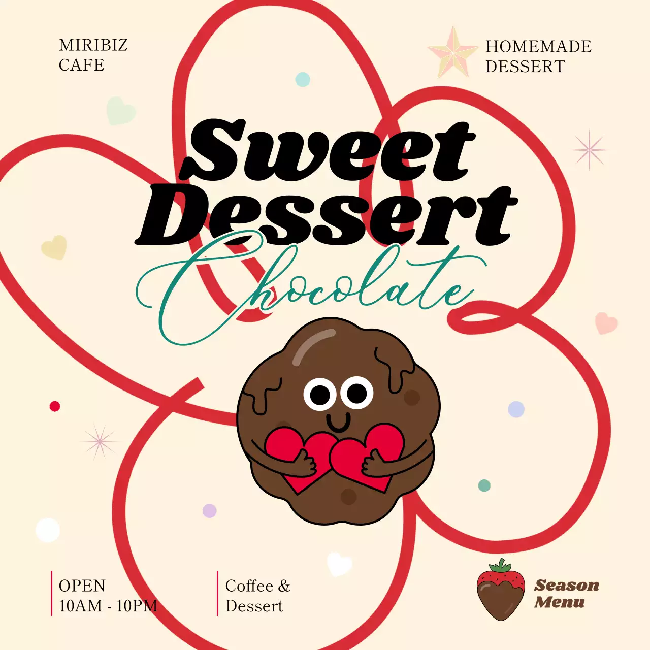 빨강 미니멀 디저트 메뉴 홍보