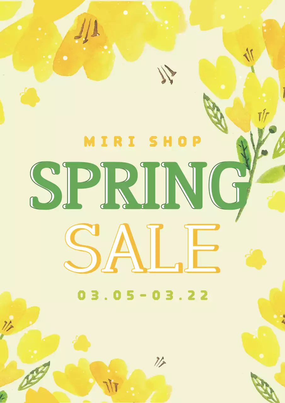 노랑 심플 봄 세일 홍보
