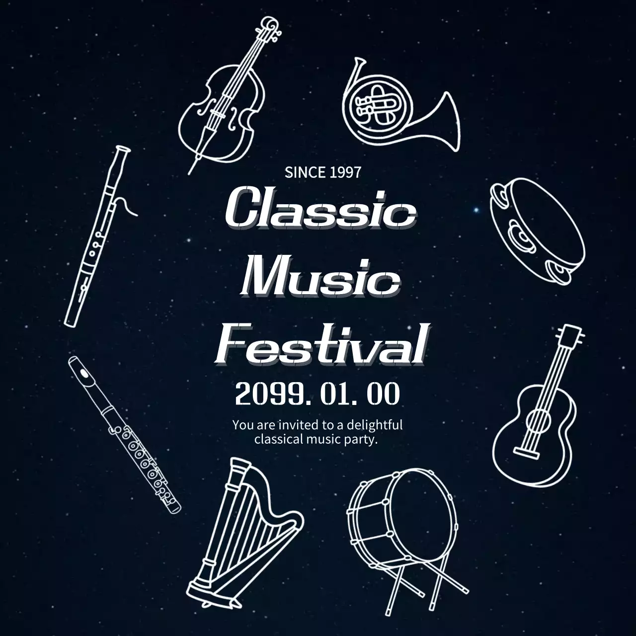 검정 심플 클래식음악 축제 안내