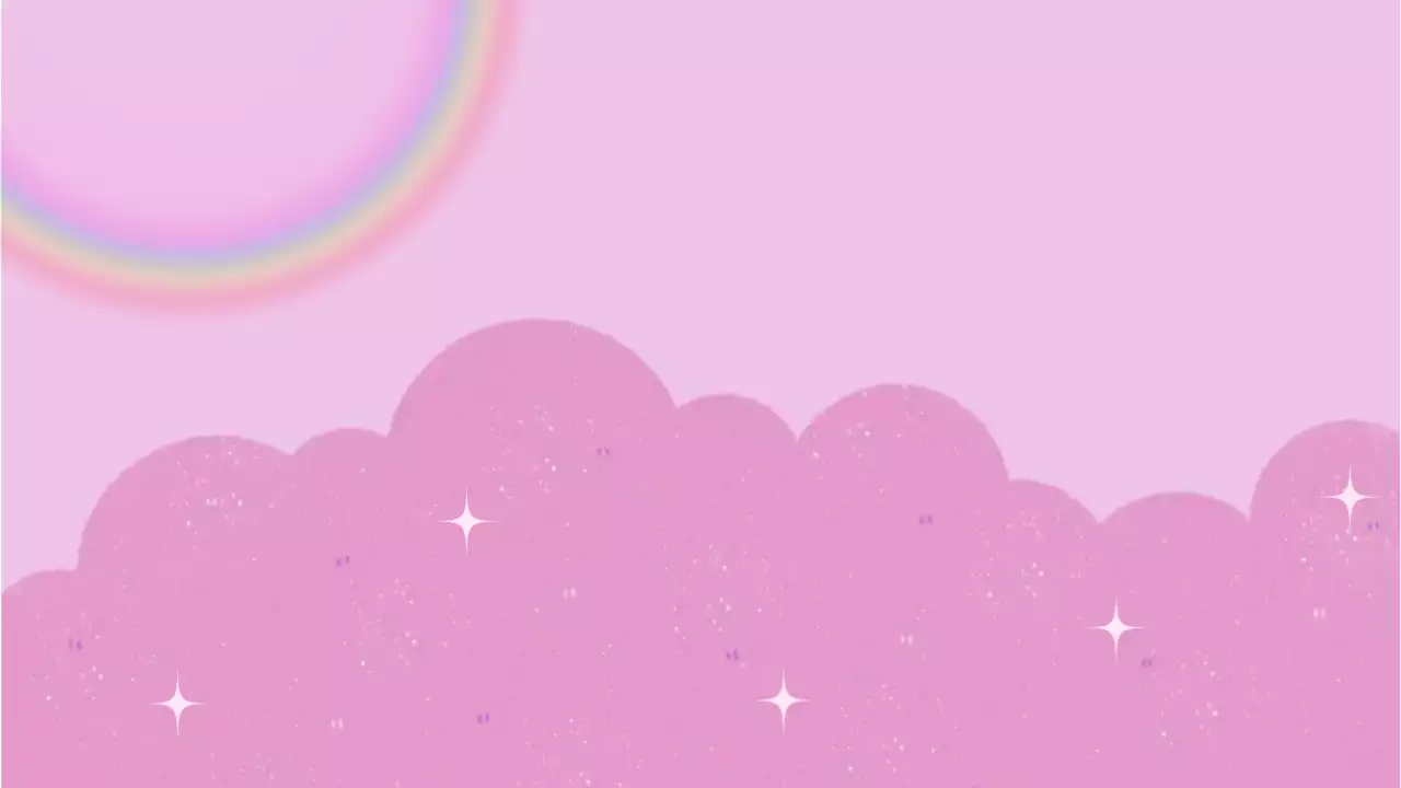 분홍색 아기자기한 구름과 무지개 배경 일기