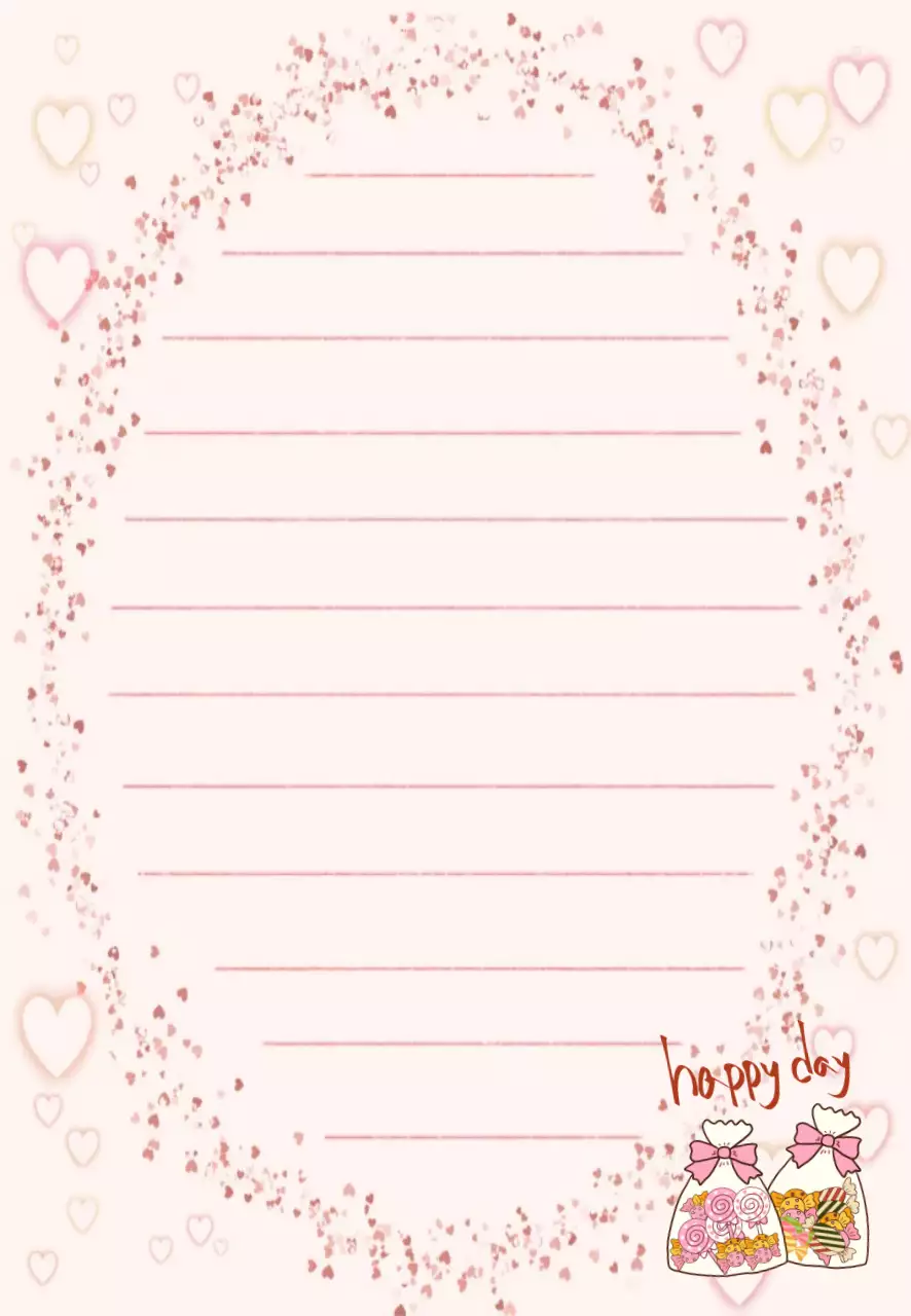 분홍색 아기자기한 편지