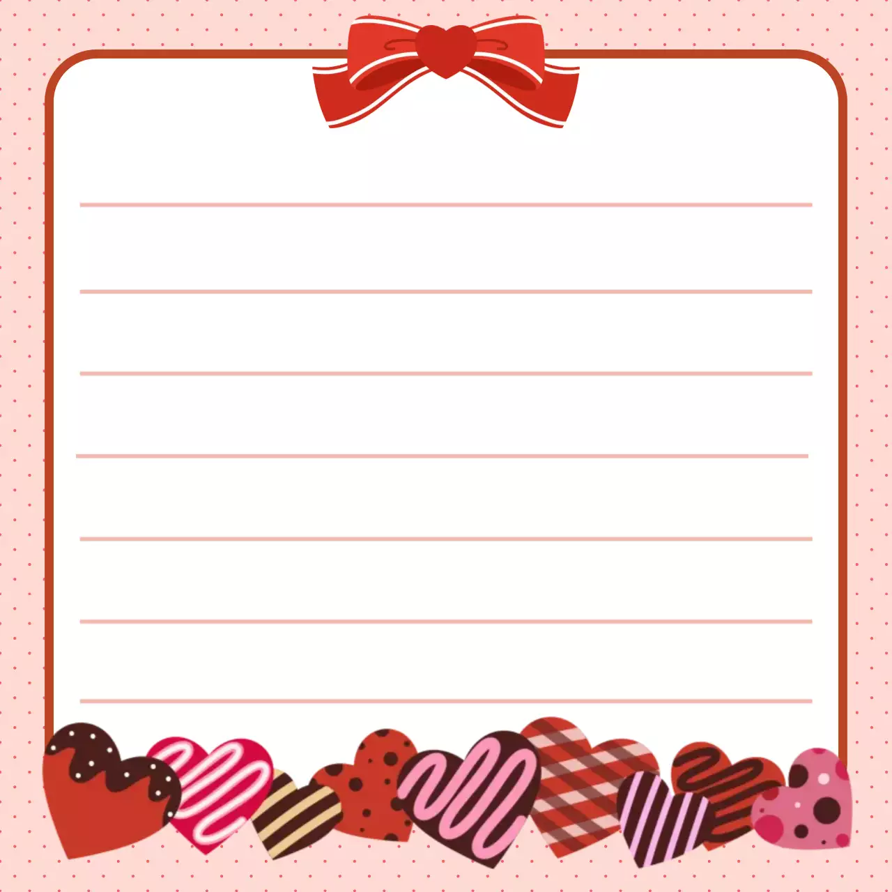 핑크 아기자기한 하트 리본 편지