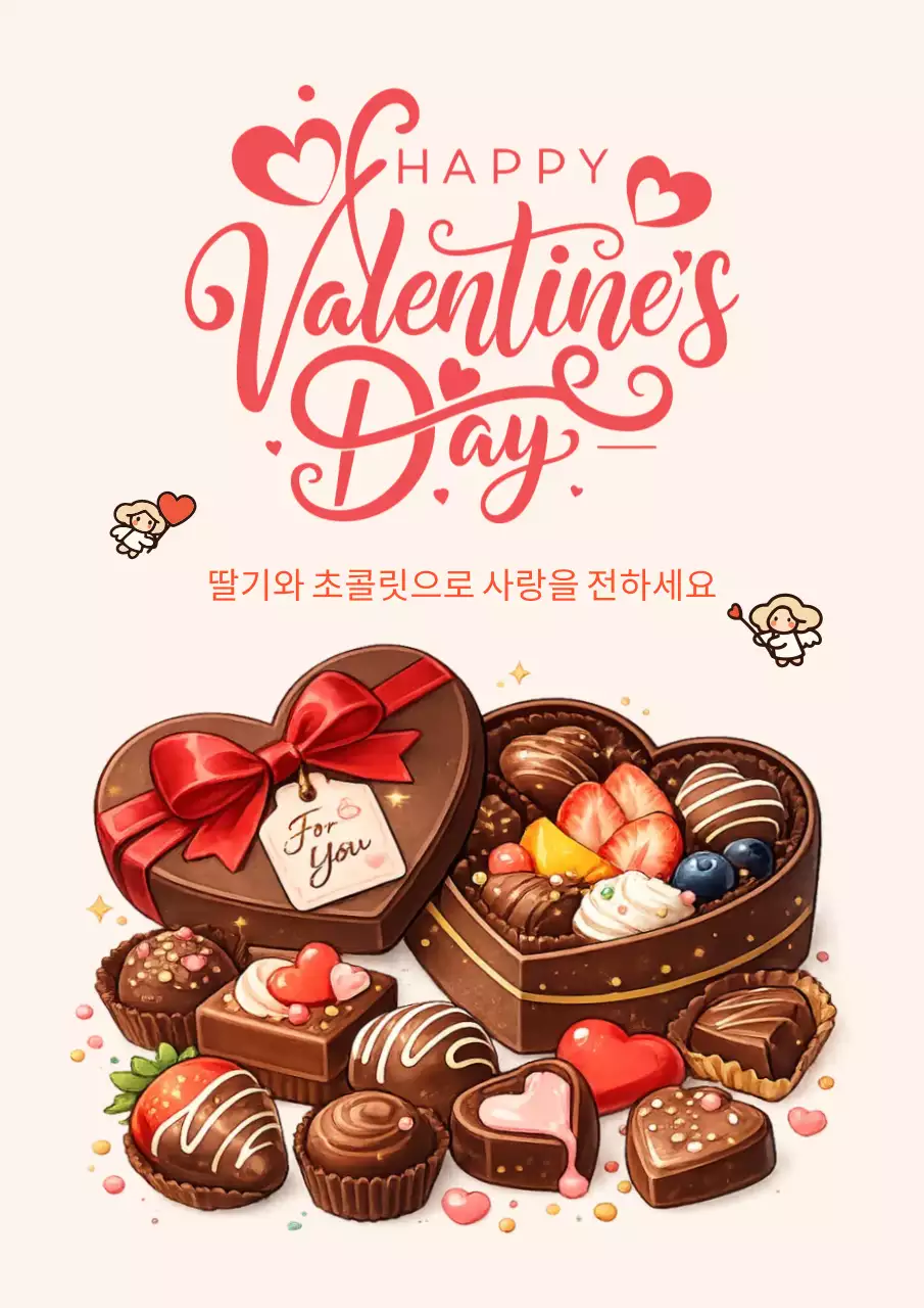 빨강 심플 발렌타인데이 이벤트 안내