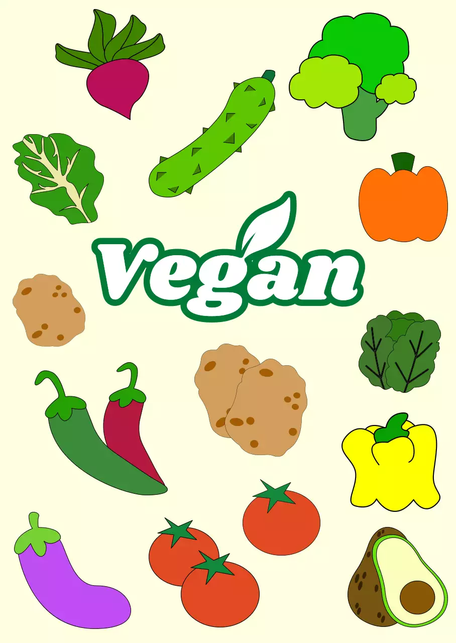 초록색 아기자기한 야채 일러스트