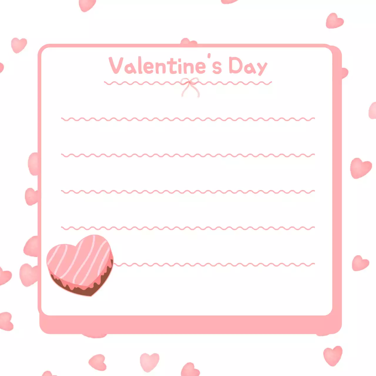 핑크 아기자기한 발렌타인 데이 편지