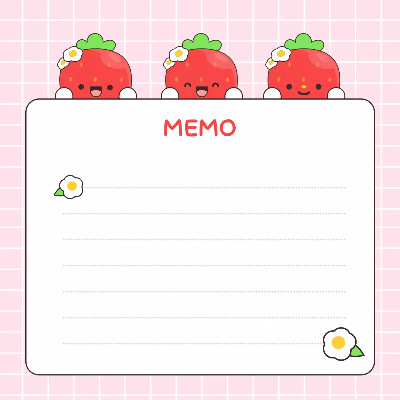 분홍색 아기자기한 딸기 노트 문구