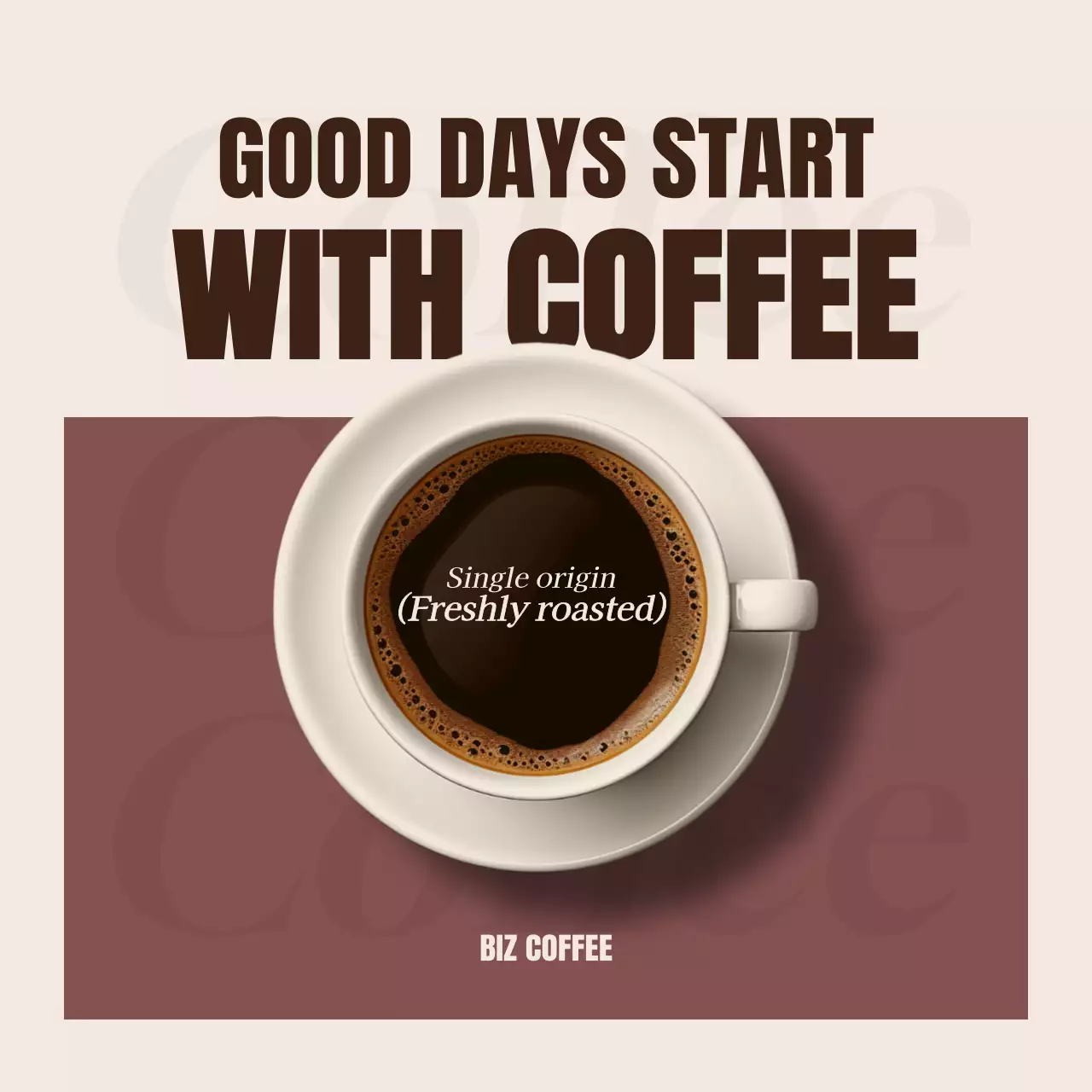 갈색 심플 커피 메뉴 홍보