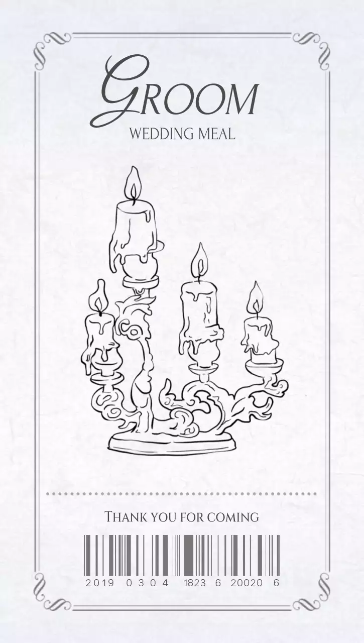 흰색 심플 웨딩 식권