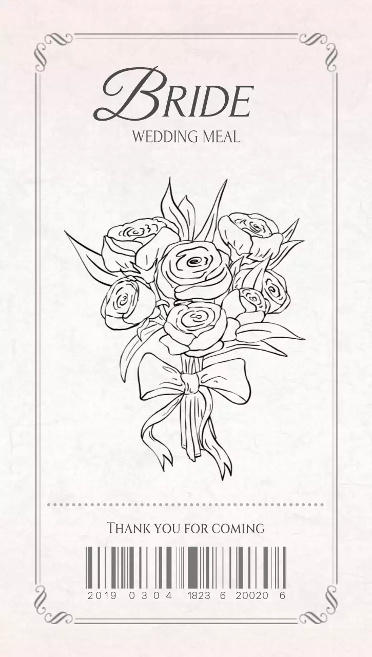 베이지 클래식 웨딩 식권