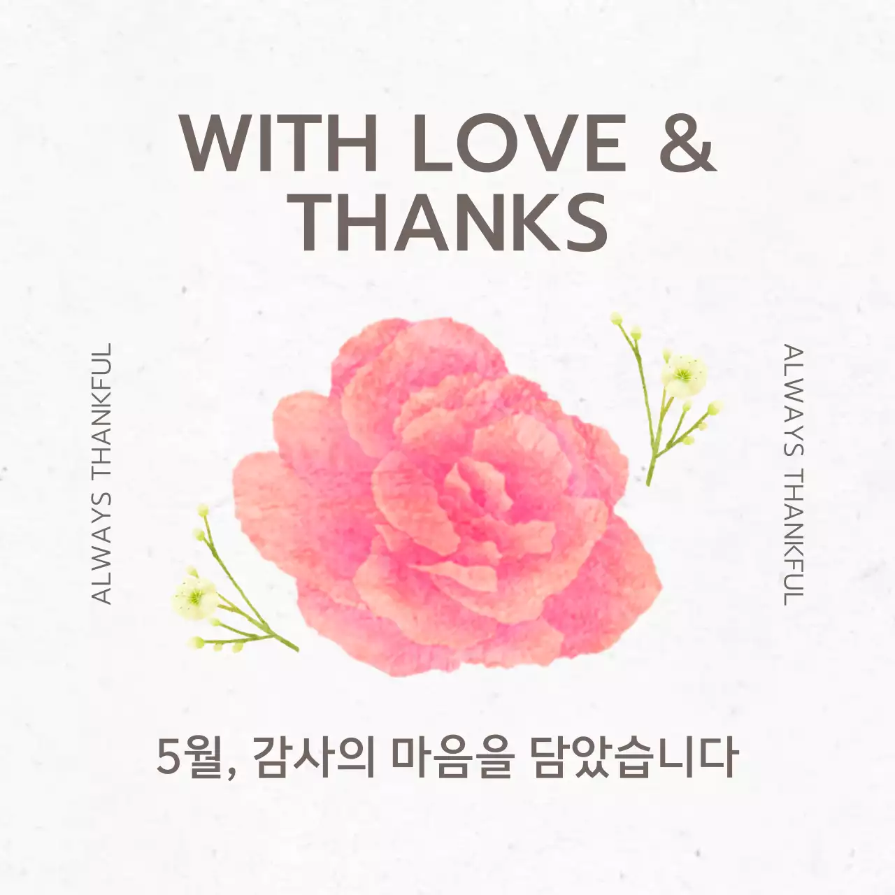 분홍 아기자기한 감사 인사