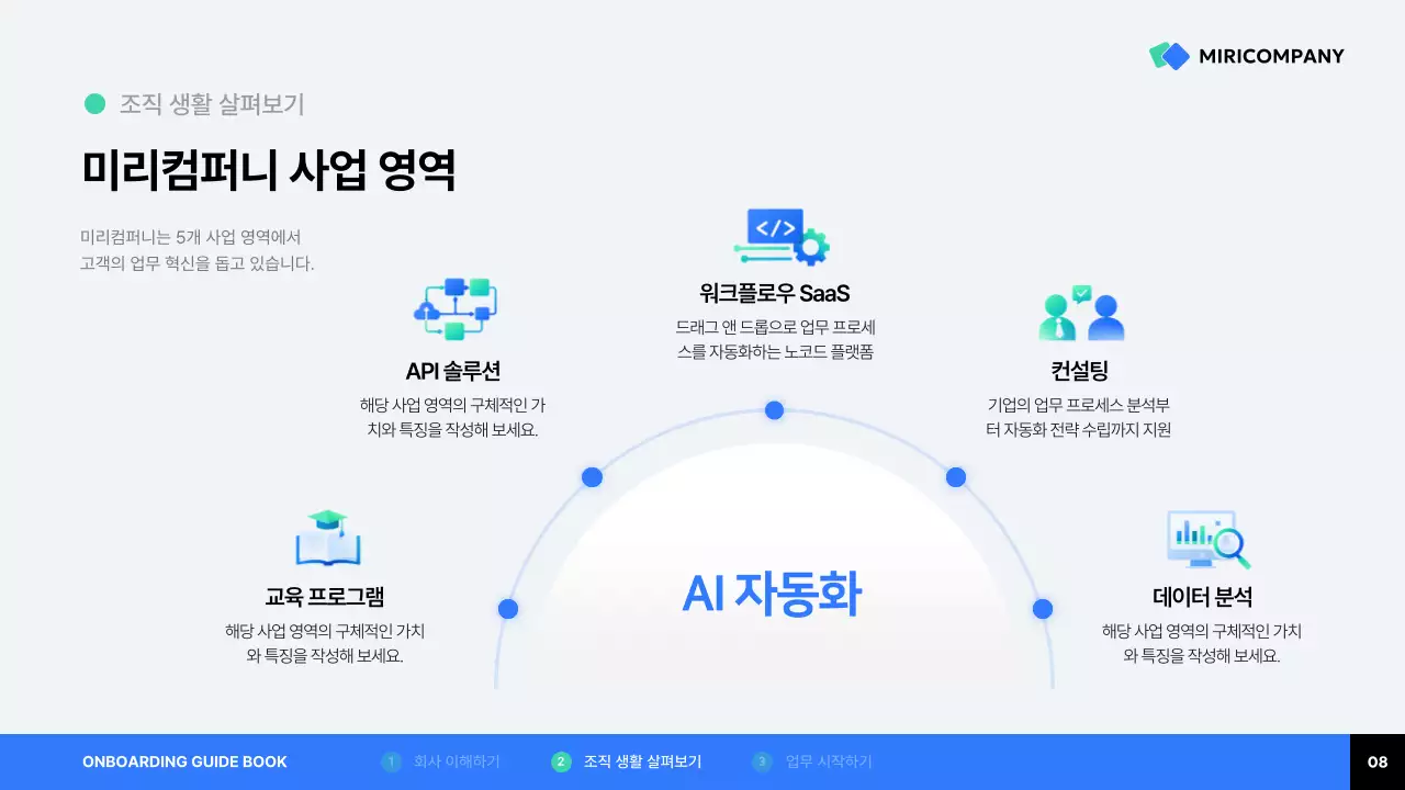 파랑 깔끔 입사자 안내서 안내