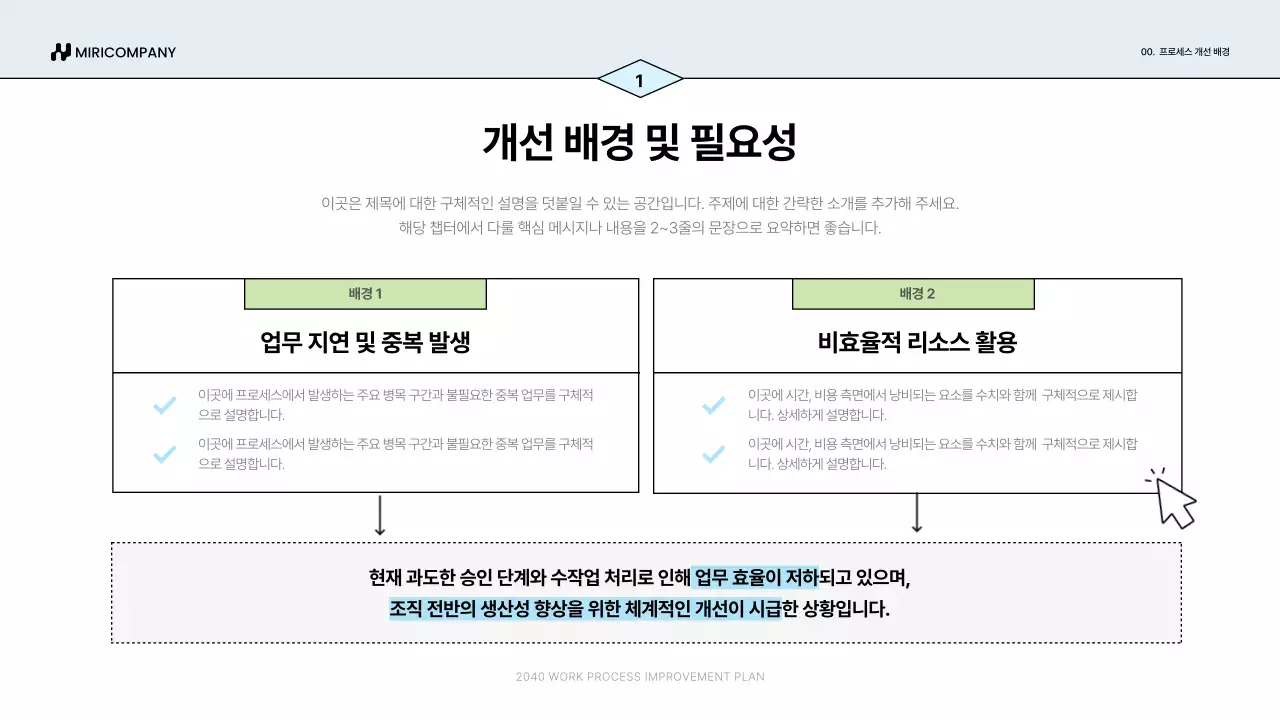 파랑 심플 업무 프로세스 개선안 기획서