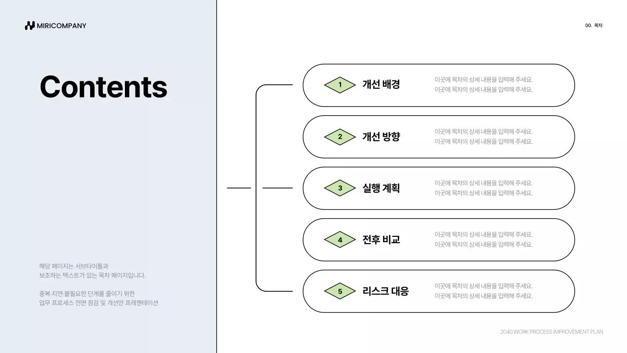 파랑 심플 업무 프로세스 개선안 기획서