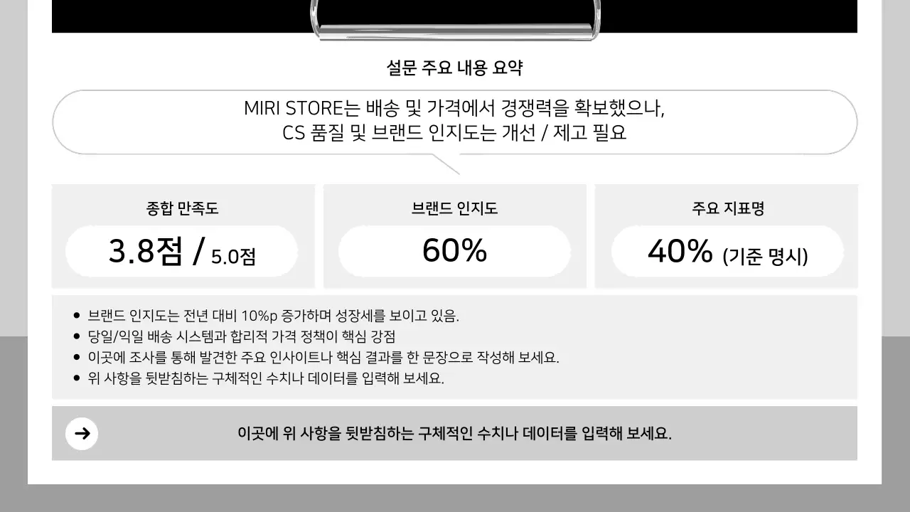 흰색 깔끔 설문조사 보고서 안내