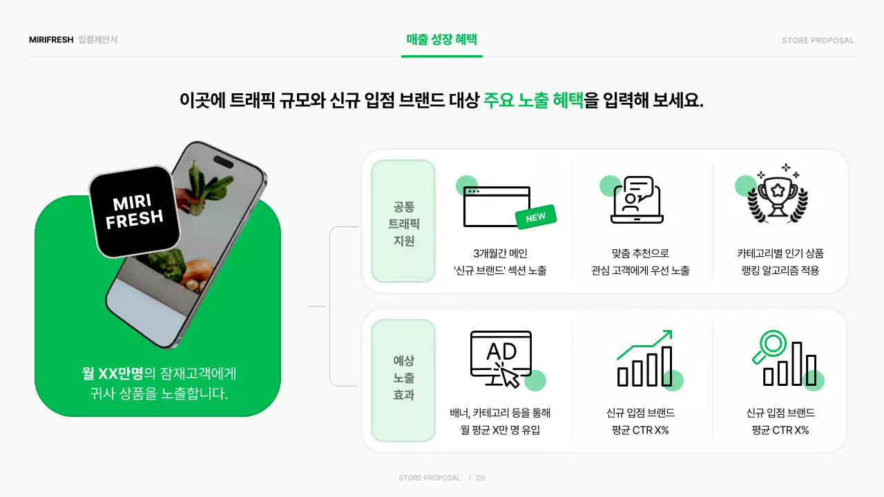 초록 심플 입점제안서 홍보